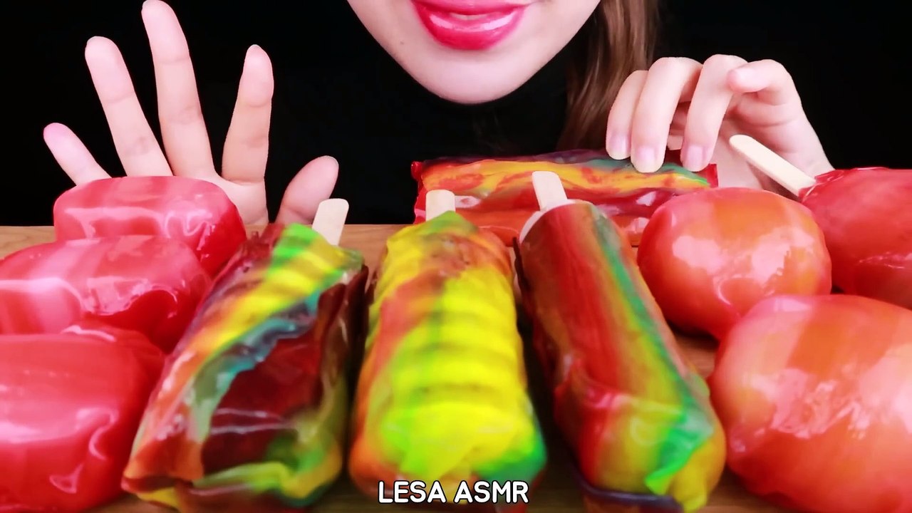 ASMR FROZEN FRUIT ROLL UPS ICE CREAM EATING SOUNDS MUKBANG 직접만든 얼린 롤업젤리 아이스크림 만들기 먹방 咀嚼音