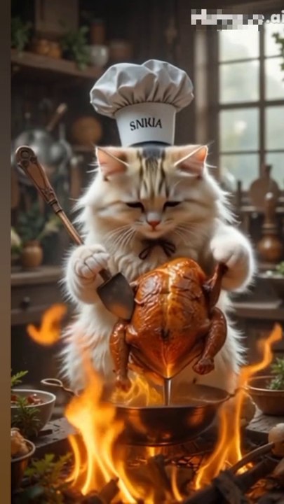 "The White Cat’s Gourmet Feast – A Fine Dining Experience!"