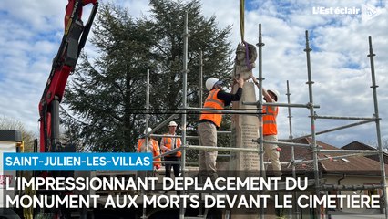 L’impressionnant déplacement du monument aux morts à Saint-Julien-les-Villas