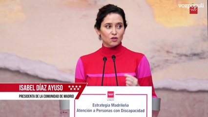 Ayuso presenta la nueva Estrategia Madrileña de Atención a Personas con Discapacidad