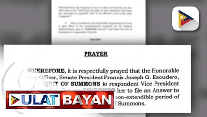 House Prosecution Panel, nanindigang hindi nila pine-pressure ang Senado, kundi sumusunod lang sila sa batas, sa kanilang paghiling na maglabas na ng 'writ of summons' para kay VP Duterte