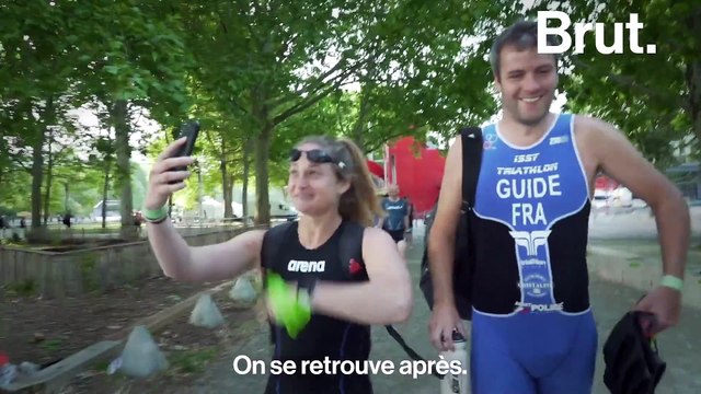 Marine Leleu fait un triathlon les yeux bandés