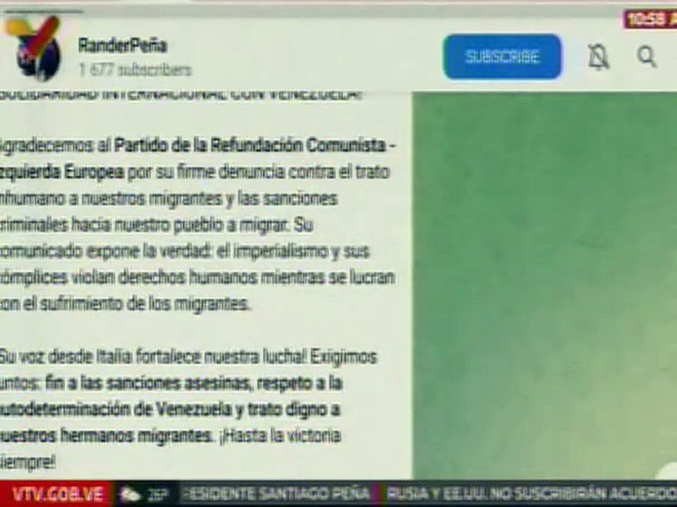 Solidaridad Internacional con Venezuela agradece al PRC su firme denuncia contra trato a migrantes