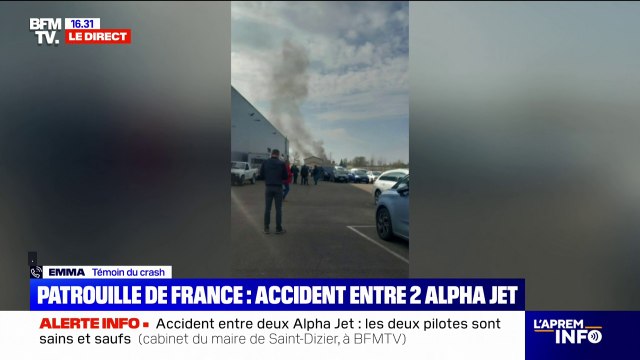 On a vu de la fumée noire : des témoins racontent le moment de l'accident entre les deux Alpha Jet de la Patrouille de France