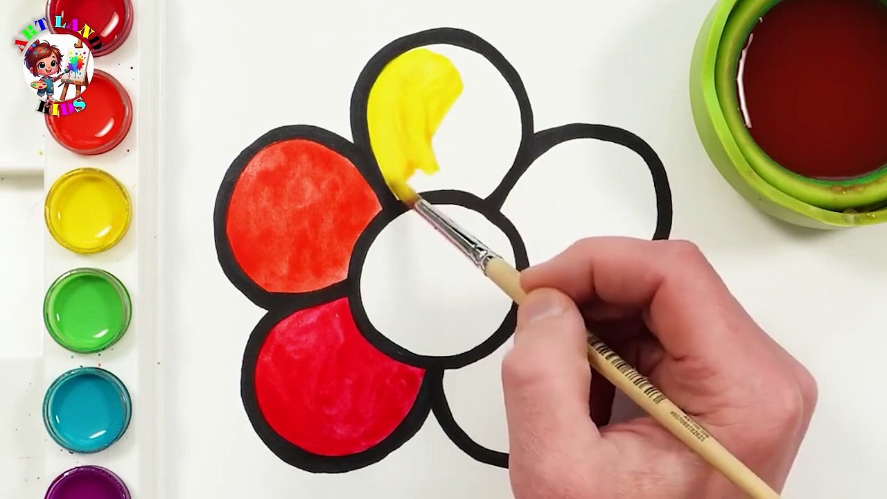 🌼 How to Draw and Color a Beautiful Rainbow Flower for Kids! 🌈🎨