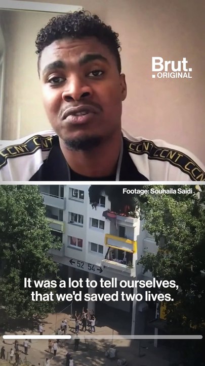 Neighbors save two children who jumped from burning building