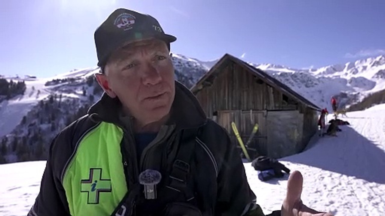 Des chiens d'avalanche en exercice à La Plagne