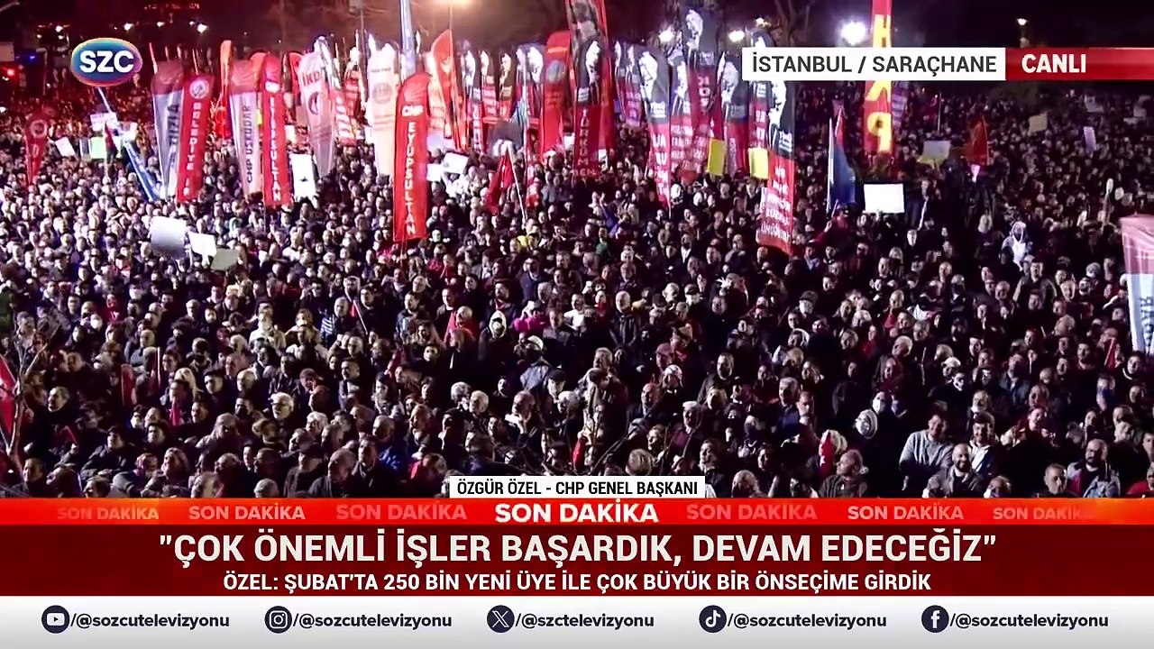 Özgür Özel, Saraçhane'de yüz binlere seslendi: Yeni miting adresi belli oldu