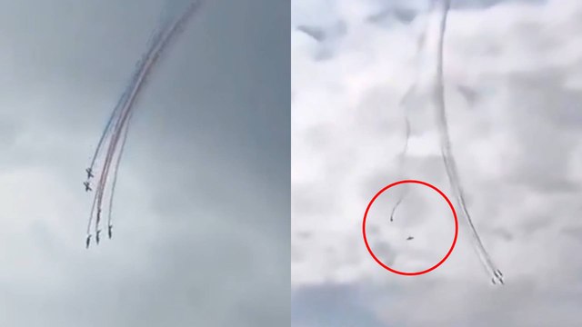 VIDEO | Momento exacto en el que dos aviones chocan el aire durante exhibición en Francia