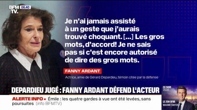 Gérard Depardieu: l’actrice Fanny Ardant défend l’acteur lors de son procès