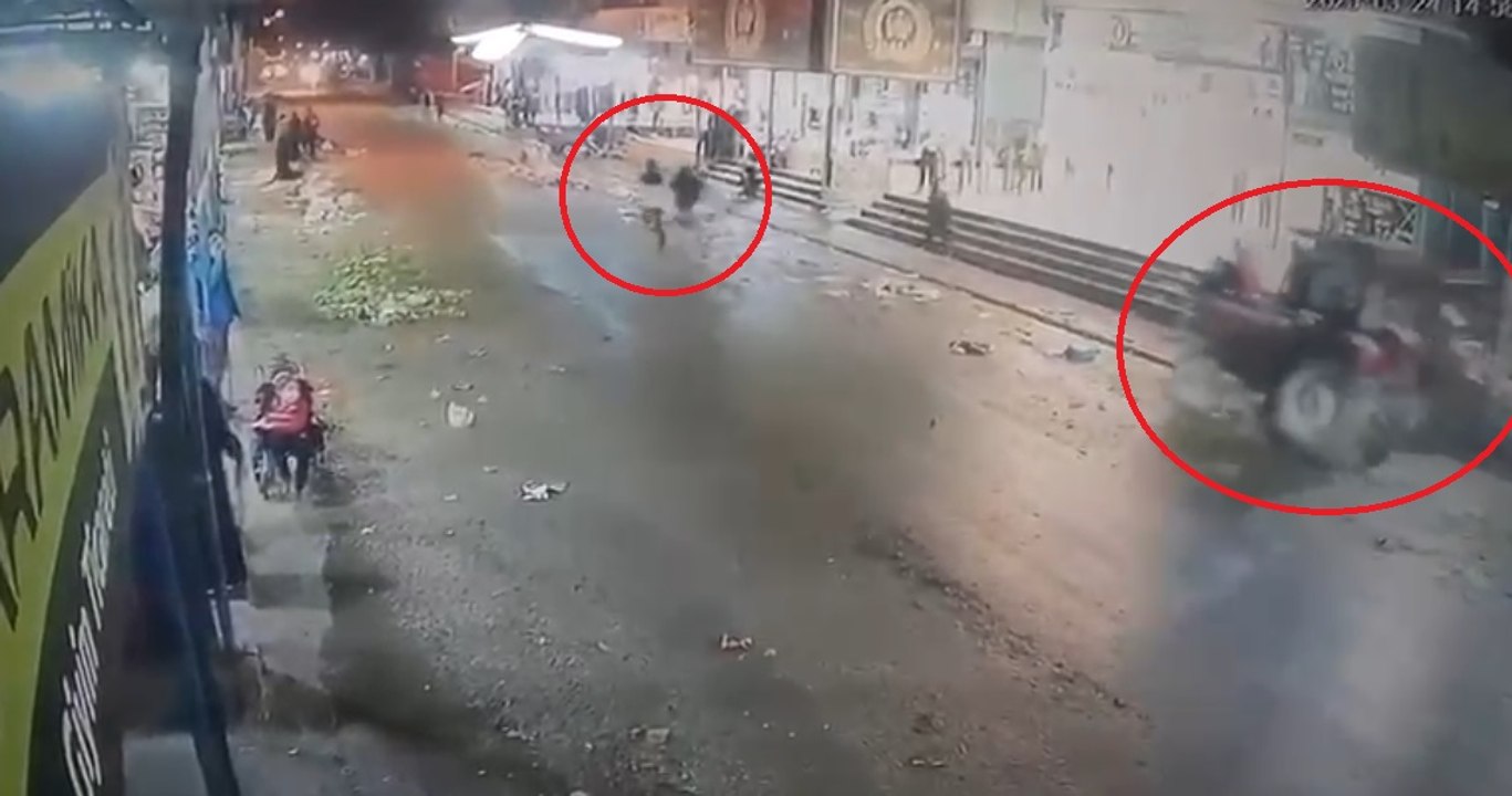 Ehliyetsiz sürücünün kullandığı traktör mağazaya girdi