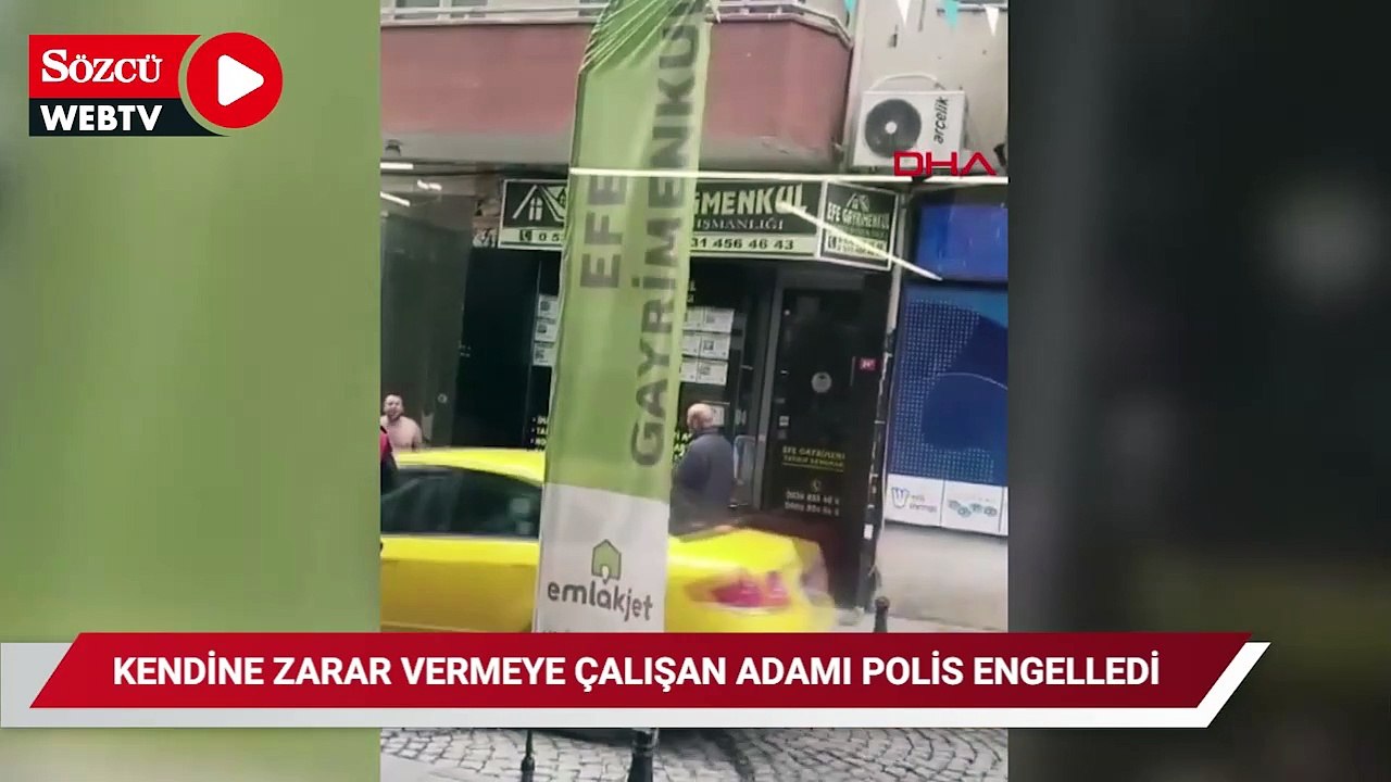 Kendine zarar vermeye çalışan adamı polis engelledi