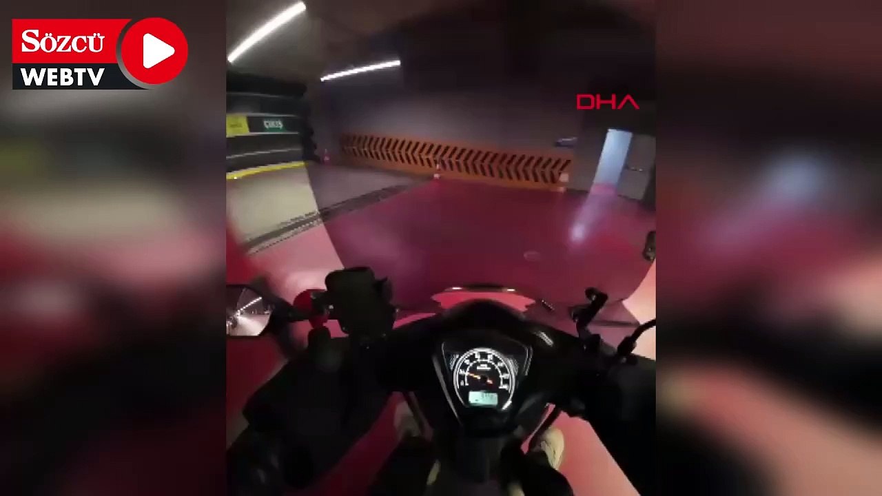 Motosikletin yayaya çarptığı kaza, sürücünün kask kamerasında