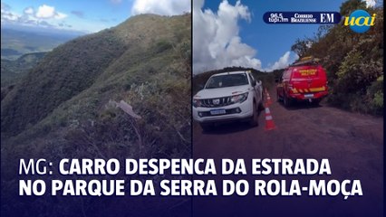 Carro despenca da estrada no Parque da Serra do Rola-Moça