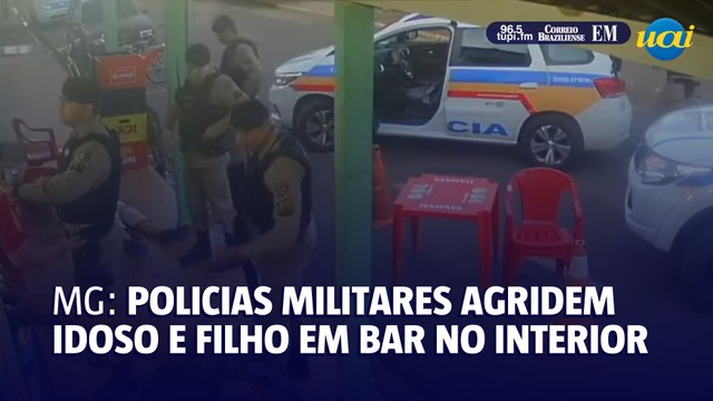 Policiais militares agridem idoso e filho durante abordagem em bar no interior de MG