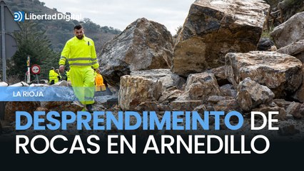 Desprendimiento de rocas bloquea la LR-115 e incomunica Arnedillo durante varios días