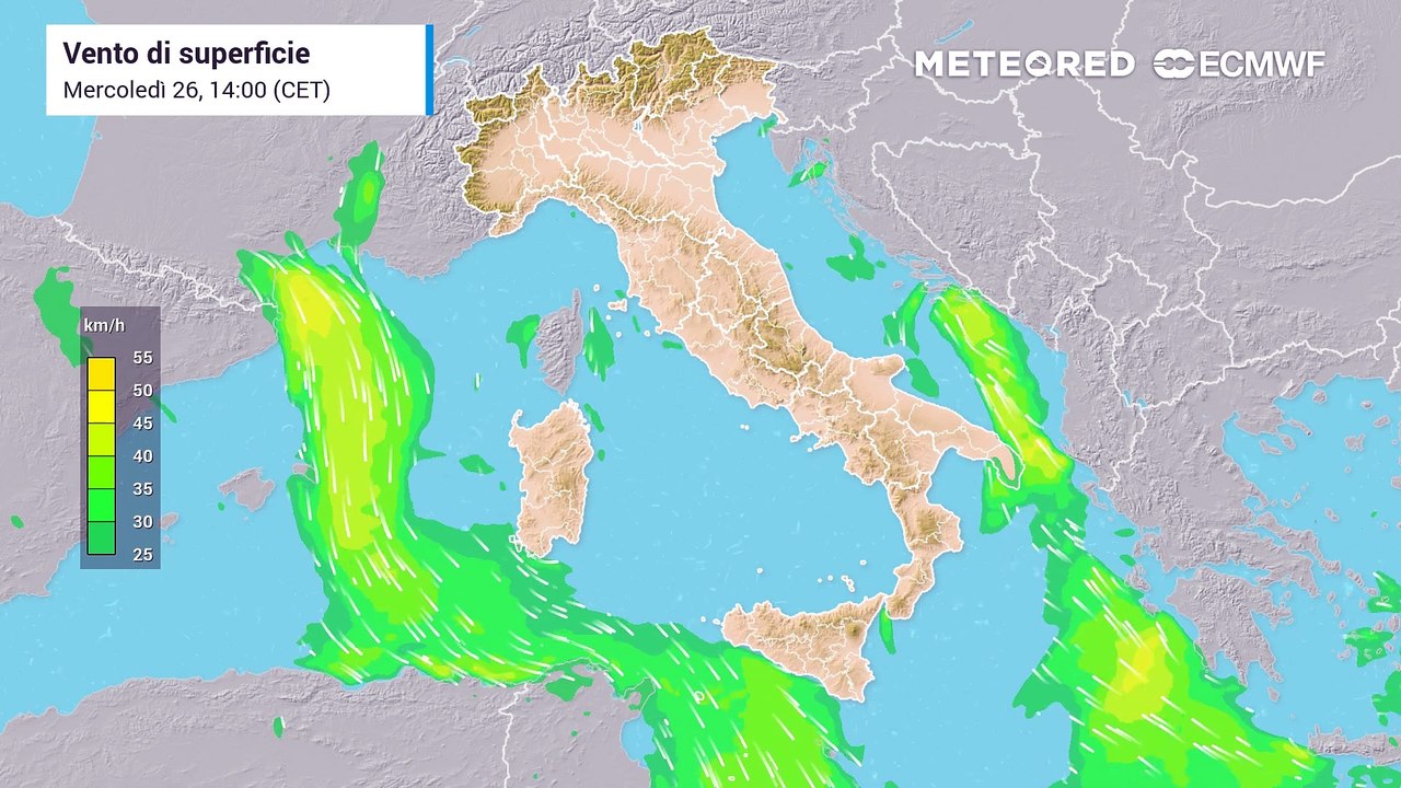 Mappa relativa ai venti
