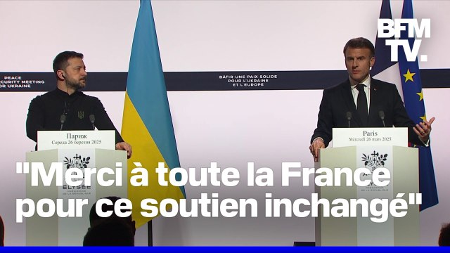 Guerre en Ukraine: la prise de parole d'Emmanuel Macron et de Volodymyr Zelensky