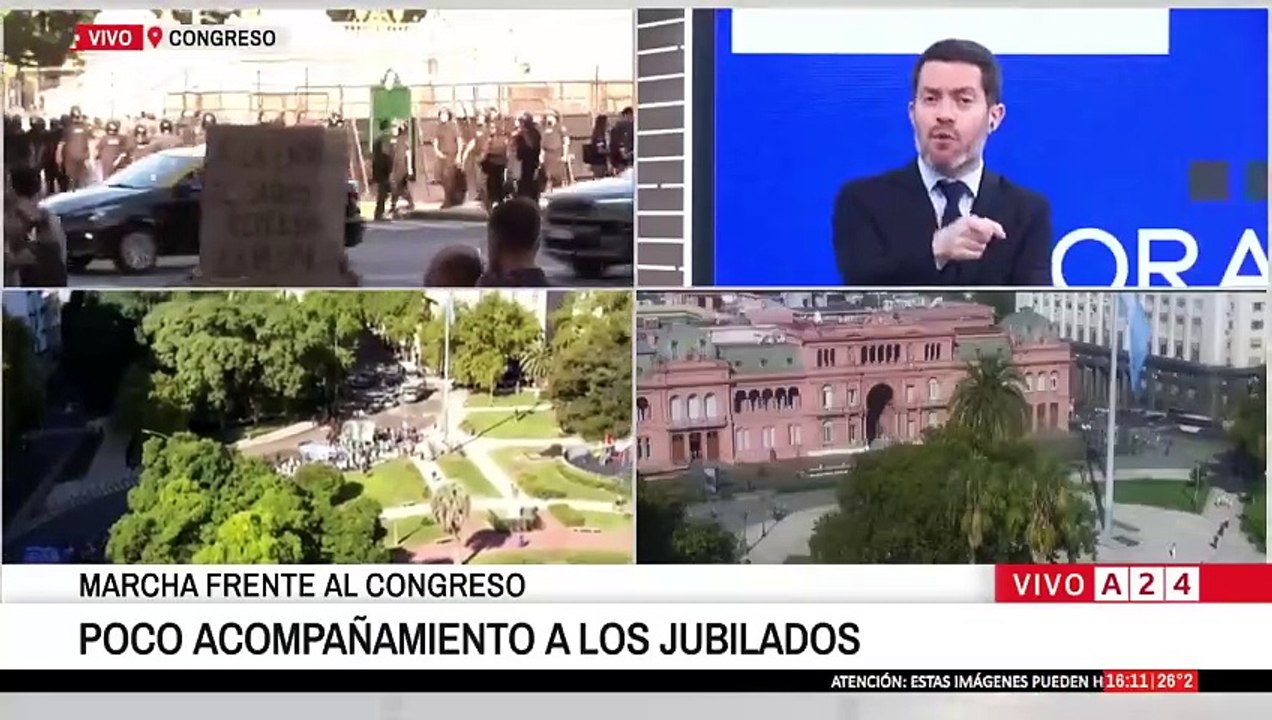 A24.com - 🔴MARCHA FRENTE AL CONGRESO： POCO APOYO KIRCHNERISTA A LOS JUBILADOS  ...
