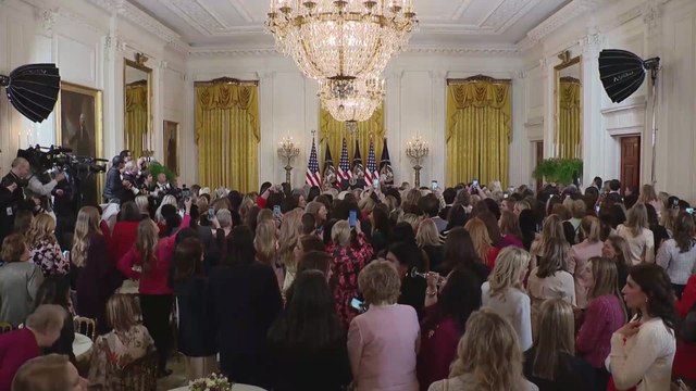 Trump receives explosive ovation upon arrival at Women’s History Month event
