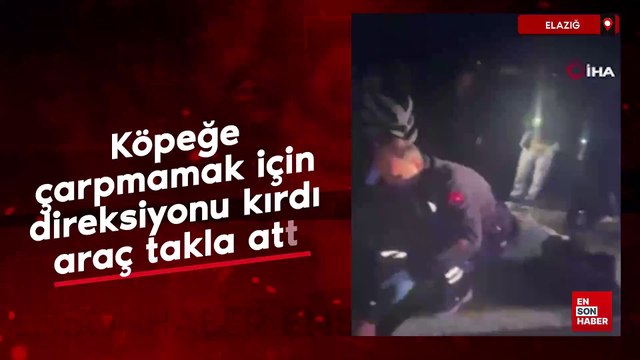Elazığ'da köpeğe çarpmamak için direksiyonu kırdı, araç takla attı