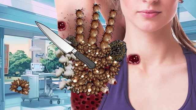 28. ASMR Remove Maggot & Dog Ticks Infected Armpit Deep Cleaning ASMR Animation