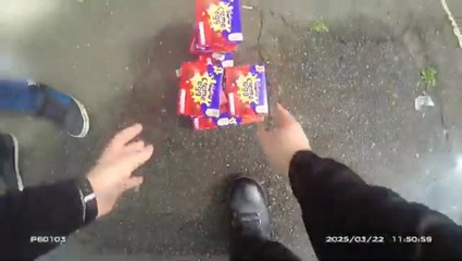 Moment police catch man stealing over 300 Creme Eggs - before he’s banned from entire county