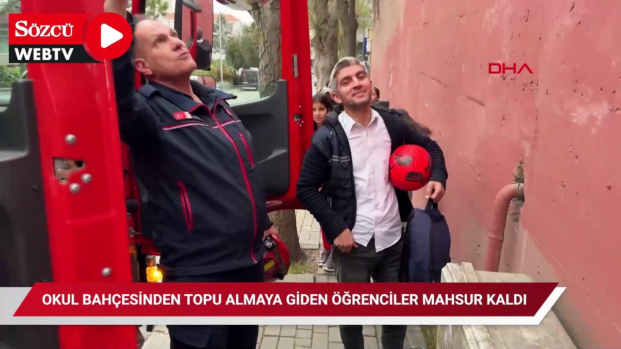 Okul bahçesinden topu almaya giden öğrenciler mahsur kaldı
