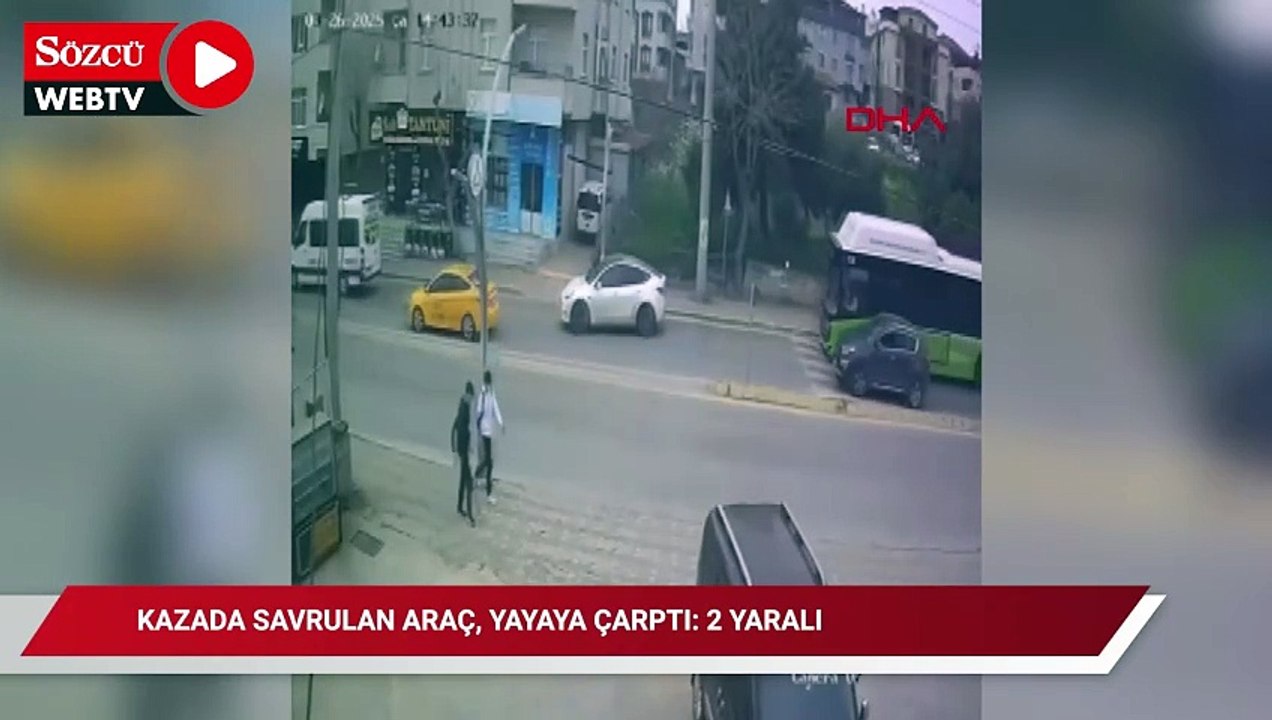 Kazada savrulan araç, yayaya çarptı: 2 yaralı