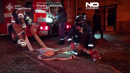 Une vidéo partagée par les services d'urgence montre l'attaque de drones russes sur Kharkiv
