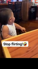 Funny Baby Attracted To Waitress
