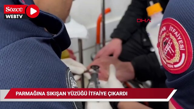 Parmağına sıkışan yüzüğü itfaiye çıkardı