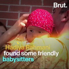 Soldiers Babysit Afghan Child At Kabul Airport