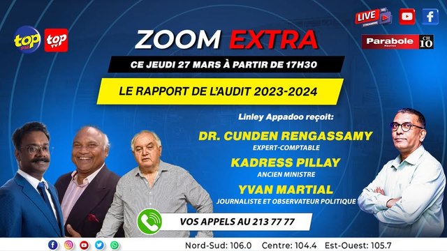 Zoom Extra: Linley Appadoo recoit Dr Cunden Rengassamy, Kadress Pillay et Yvan Martial