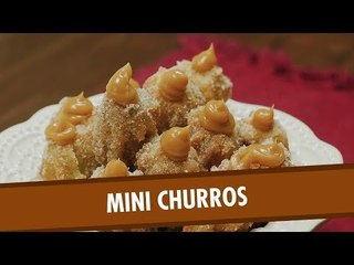 Mini churros com doce de leite
