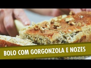 Bolo salgado de gorgonzola com nozes
