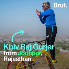 71-Year-Old Does Yoga On A Bike On Clifftops