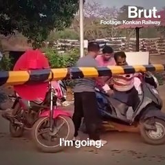 Impatient Motorcyclist Teaches Rail Safety Lesson