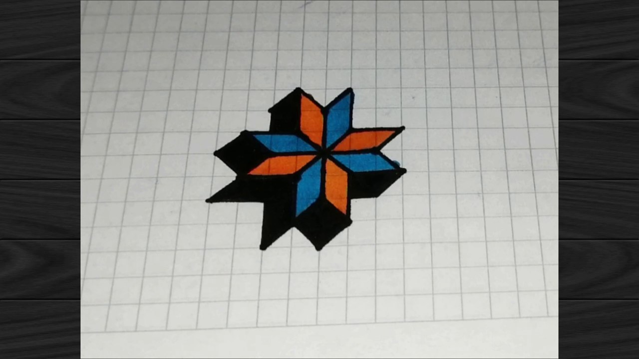 (TUTORIAL #0018) 🎨🖌️🖌️ CÓMO DIBUJAR una estrella azul celeste y naranja. ¡Paso a paso!