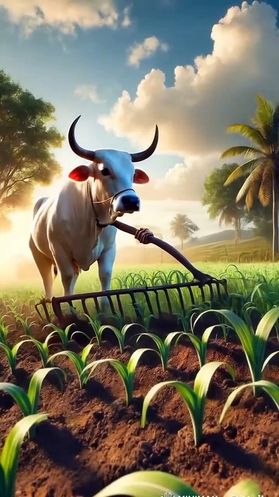 Hard working cow