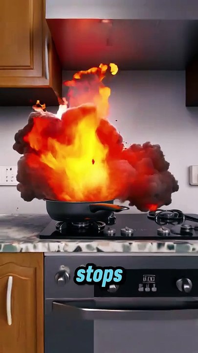 LEARN HOW TO SAFELY HANDLE A GREASE FIRE! WATER AND GREASE DON'T MIX #kitchen #gadgets #cooking