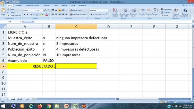 Distribución Hipergeométrica. Impresoras