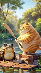 Cat😺 and Frog🐸 Story... By AI CATS STORY.