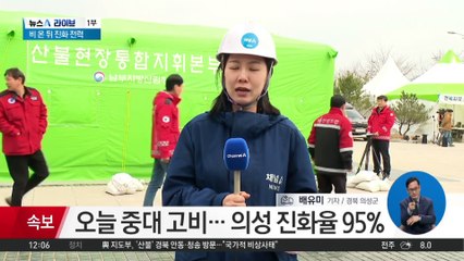 의성 산불 진화율 95%…오늘 중대 고비