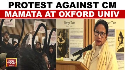 Video: Protest against Mamata Banerjee's speech at Oxford University