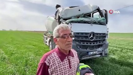 Beton mikser tarlaya daldı