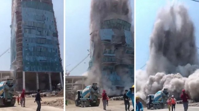 Myanmar’daki deprdemde gökdelen böyle çöktü