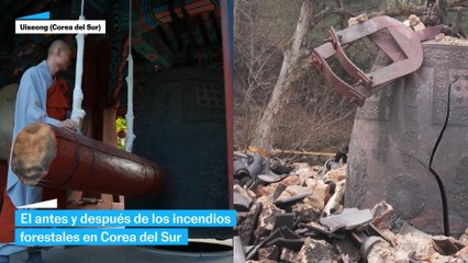 El antes y después de los incendios forestales en Corea del Sur