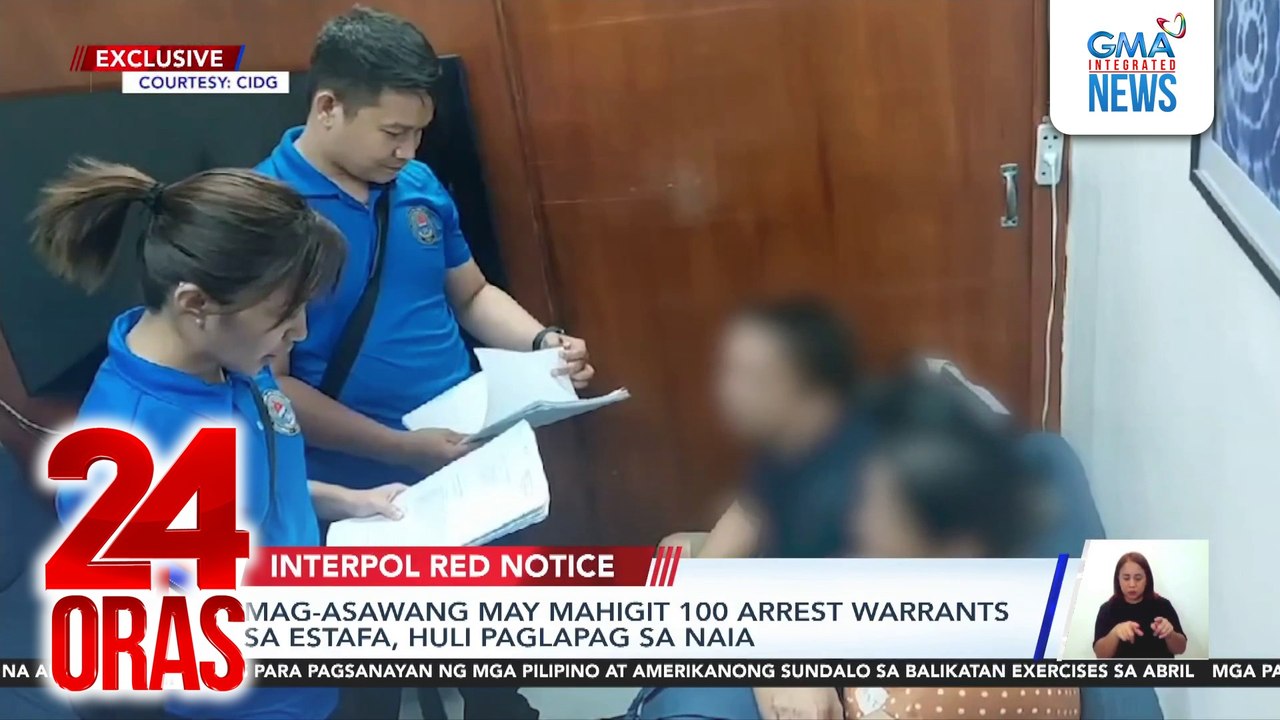 24 Oras: (Part 2) Mag-asawang may mahigit 100 arrest warrants sa estafa, huli paglapag sa NAIA; mga Duterte supporter, ipinagdiwang ang birthday ni FPRRD sa ICC at labas ng detention; Kokoy de Santos at Anton Vinzon, happy sa kanilang love..., atbp.