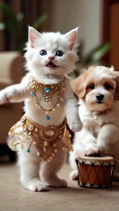 Cat#dance#dog#playing#drum